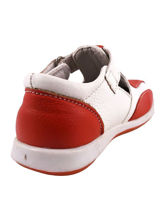 Kids Leather Ballerinas with Hoop & Loop Closure Orange