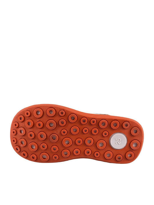 Kids Leather Ballerinas with Hoop & Loop Closure Orange