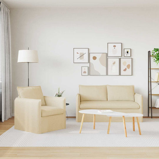 Living Room Furniture Set 2-Seater & Armchair Beige