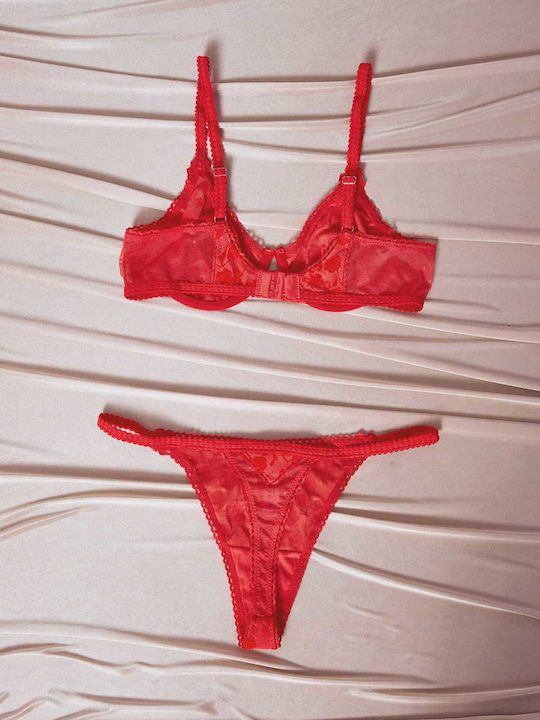 Celestino Damenunterwäsche-Set Mit Spitze Rot