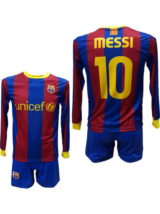 Παιδικό Σετ Ποδοσφαίρου Barcelona Messi Retro Μπλε Κόκκινο 1201-26