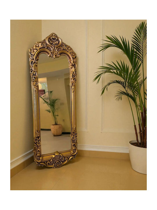 SteweHome Gewölbter Boden- oder Standspiegel mit Gold Polyurethan Rahmen 160x55cm