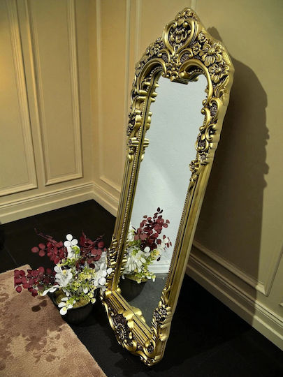 SteweHome Arched Floor Mirror with Gold Polyresin Frame 160x55cm