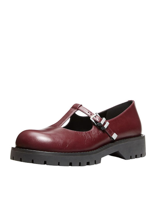 Leather Ballerinas Burgundy