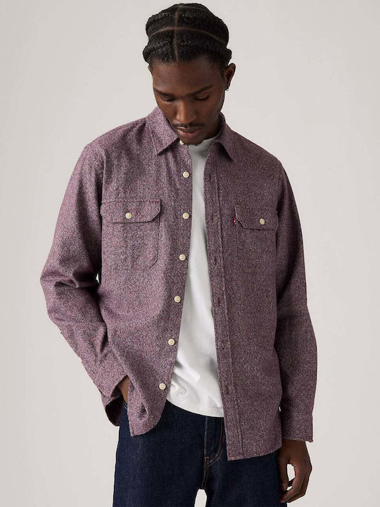 Jackson Worker Long Sleeve Flannel Overshirt in Wide Line Burgundy