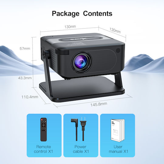 Xnano HA109 Mini Proiector LCD HD cu Wi-Fi și Difuzoare Incorporate Negru