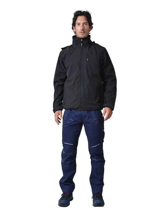 Ergo Work Jacket Softshell Cold with Removable Lining and with Hood Black