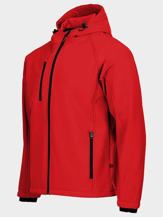 Stenso Reef Arbeitsjacke Softshell mit Fütterung Fleece und mit Kapuze Rot