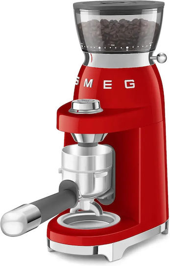 Smeg Ηλεκτρικός Μύλος Καφέ 150W με Χωρητικότητα 240gr και 30 Επίπεδα Άλεσης Κόκκινος