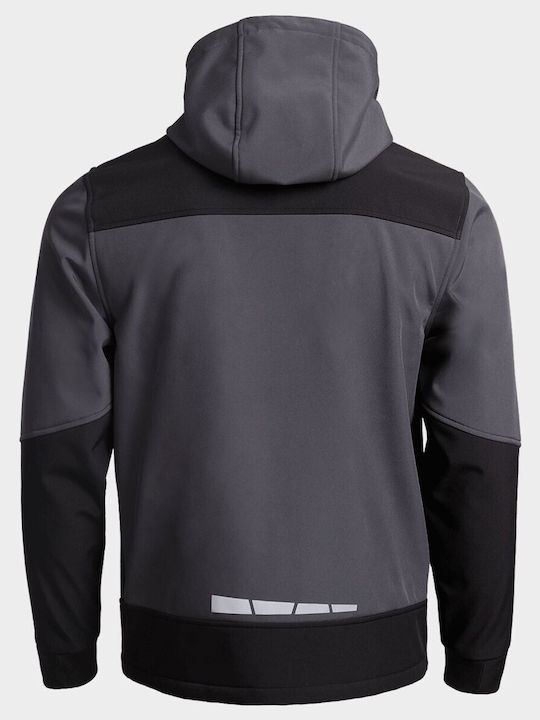 Stenso Rune Work Jacket Softshell with Fleece Lining and with Hood Gray