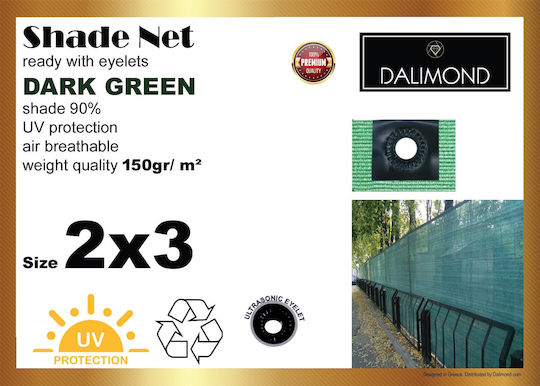 Dalimond Schattierungsnetz Grün Mit Hoop 2x3m 150gr/m²