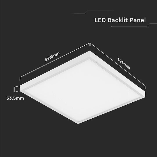V-TAC Квадрат Вграден LED Панел 36W с Студено бяло Светлина 6500К 60x60см.