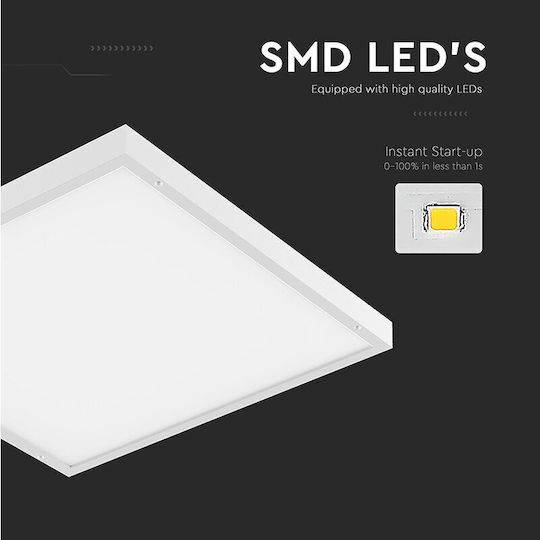 V-TAC Квадрат Вграден LED Панел 36W с Студено бяло Светлина 6500К 60x60см.