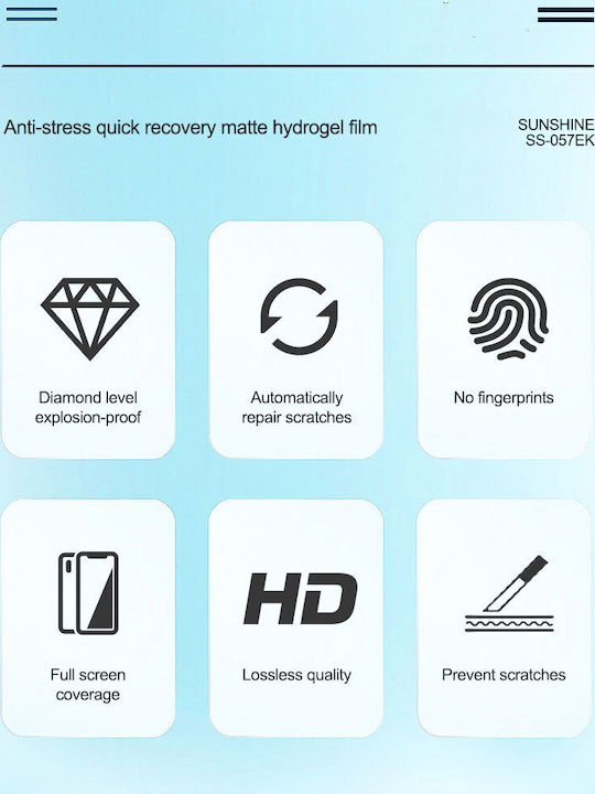 Sunshine Ss-057ek Anti-stress Quick Recovery Matte Hydrogel Film for Google Pixel Watch 3 2024 41mm 6 Pieces Per Sheet
