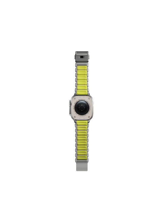 Nomad Stratos Titanium Grade 4 Band FKM Metal Bracelet Apple Watch Series 42 44 45 46 49mm Ultra 1 2 3 Natural Titanium Volt Lime Green Nm011147858