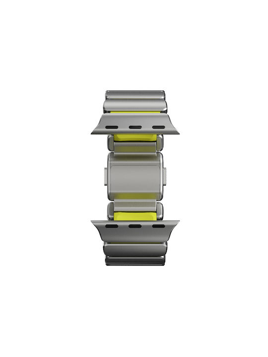 Nomad Stratos Titanium Grade 4 Band FKM Metal Bracelet Apple Watch Series 42 44 45 46 49mm Ultra 1 2 3 Natural Titanium Volt Lime Green Nm011147858
