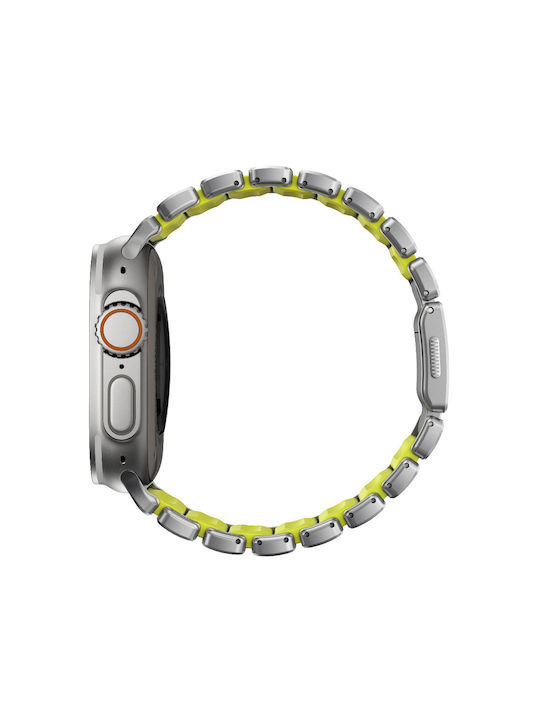 Nomad Stratos Titanium Grade 4 Band FKM Metal Bracelet Apple Watch Series 42 44 45 46 49mm Ultra 1 2 3 Natural Titanium Volt Lime Green Nm011147858
