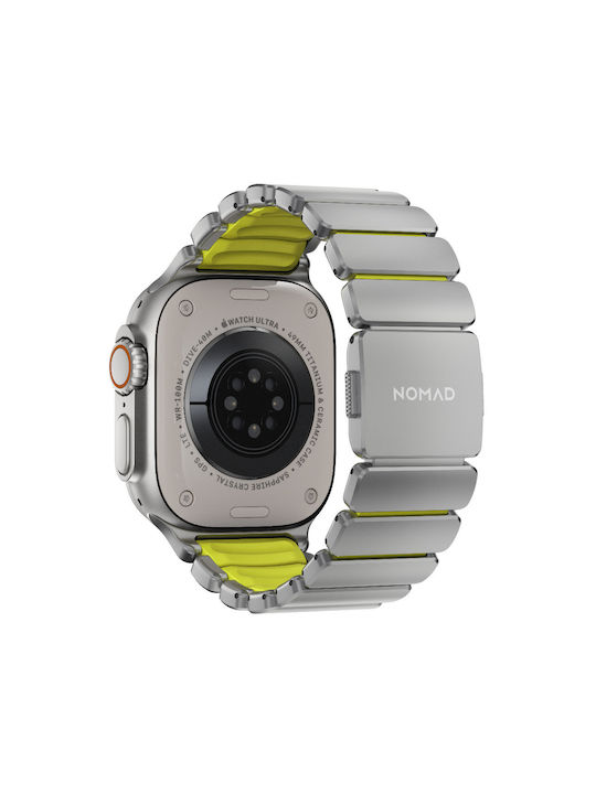 Nomad Stratos Titanium Grade 4 Band FKM Metal Bracelet Apple Watch Series 42 44 45 46 49mm Ultra 1 2 3 Natural Titanium Volt Lime Green Nm011147858