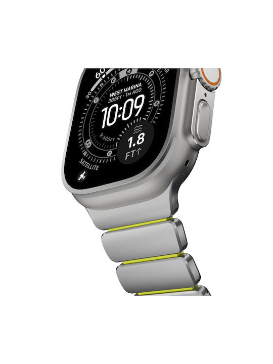 Nomad Stratos Titanium Grade 4 Band FKM Metal Bracelet Apple Watch Series 42 44 45 46 49mm Ultra 1 2 3 Natural Titanium Volt Lime Green Nm011147858