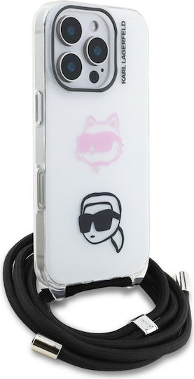 Karl Lagerfeld Iml Umschlag Rückseite Silikon / Kunststoff mit Band Weiß (iPhone 17 Pro / iPhone 16 Pro)