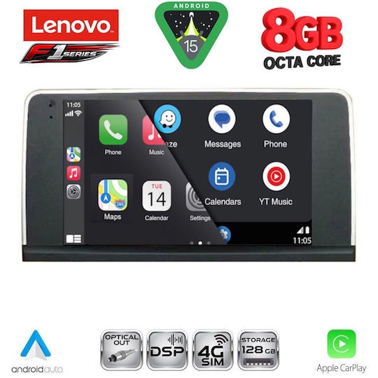 Lenovo Ηχοσύστημα Αυτοκινήτου για BMW X5 (E70) / X6 (E71) 2013-2016 (Bluetooth/USB/WiFi/GPS/Apple-Carplay/Android-Auto) με Οθόνη Αφής 9"