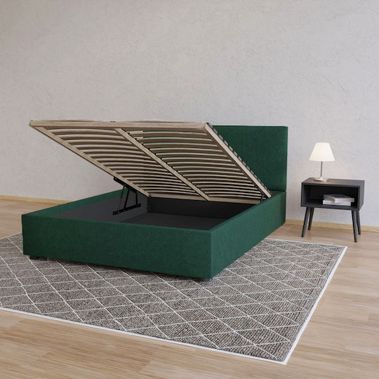 Billy Bett Doppelbett Mit Stoff bezogen Cypress Green Stauraum für Matratze 150x200cm