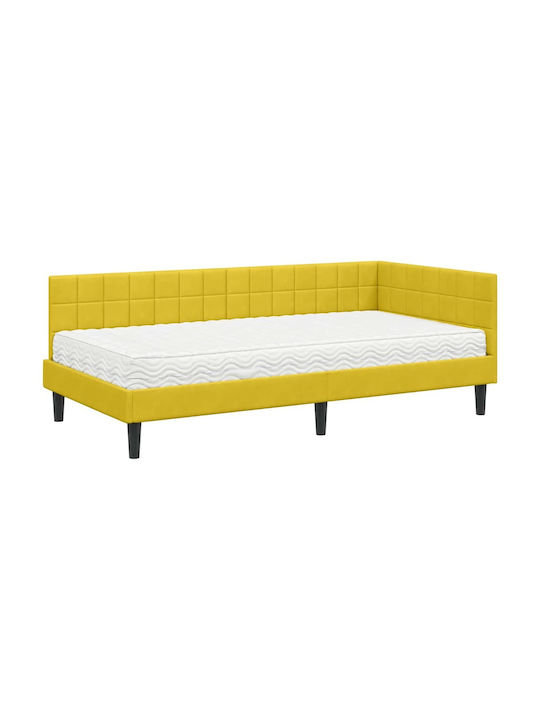 Einzelbett Mit Samt Gelbe Samt Mit Lattenrost & Matratze 94x190cm
