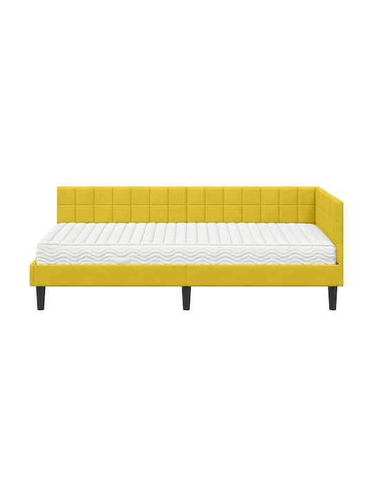 Einzelbett Mit Samt Gelbe Samt Mit Lattenrost & Matratze 94x190cm