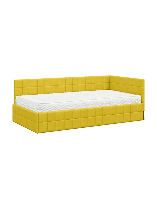 Einzelbett Mit Samt Gelb Samt Mit Lattenrost & Matratze 94x200cm