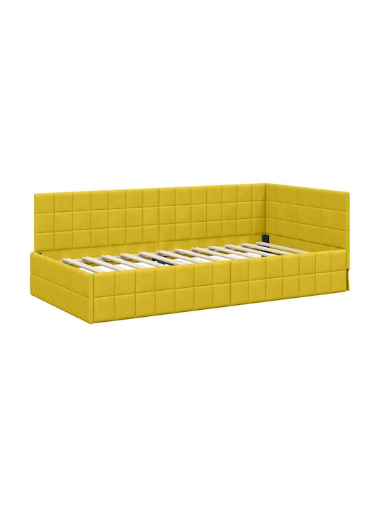 Einzelbett Mit Samt Gelb Samt Mit Lattenrost & Matratze 94x200cm