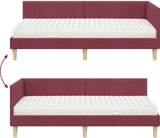Einzelbett Grau Rote mit Lattenrost & Matratze 80x200cm