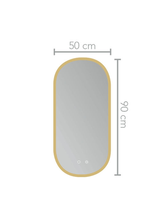 Imex Tokyo Oval Oglindă de Baie Lumini LED Atingere 50x90cm Auriu