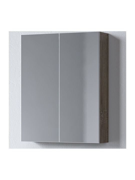 Martin Siena 55 Rechteckiger Badezimmerspiegel aus Spanplatte mit Schrank 52x65cm Sonoma Dark