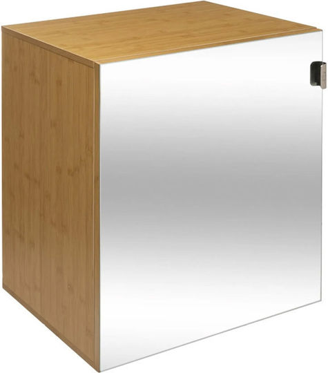 5Five Правоъгълена Банско Огледало Touch от MDF с Рафт & Шкаф 45x38см Кафяв