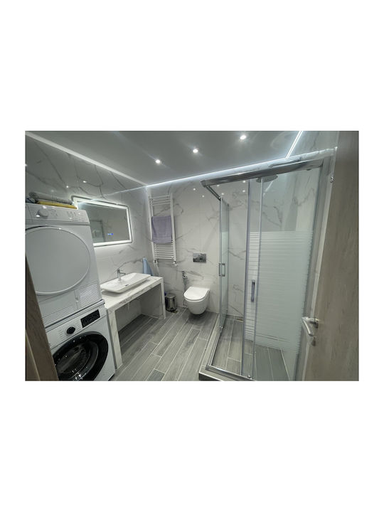 Lightex Mărire Oglindă de Baie Dreptunghiulară Lumini LED Atingere 80x60cm Transparent