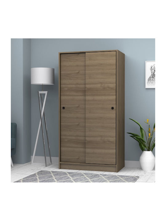 Double Door Wardrobe Sliding Misra Walnut 94x52x182cm