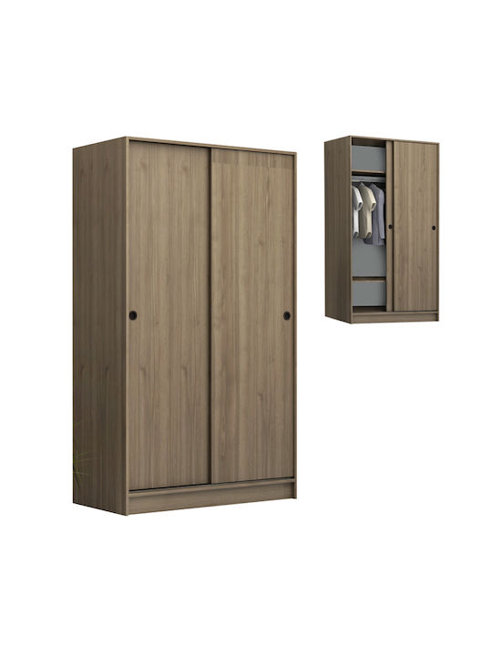 Double Door Wardrobe Sliding Misra Walnut 94x52x182cm