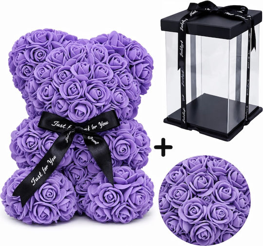 Ursuleț din Trandafiri Artificiali Violet 25cm în cutie My Home Luxury