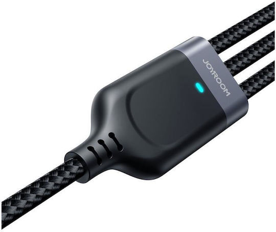 Usb A Braided USB to micro USB / Lightning Cable 3.5A Μαύρο 0.3m S-1T3018A18
