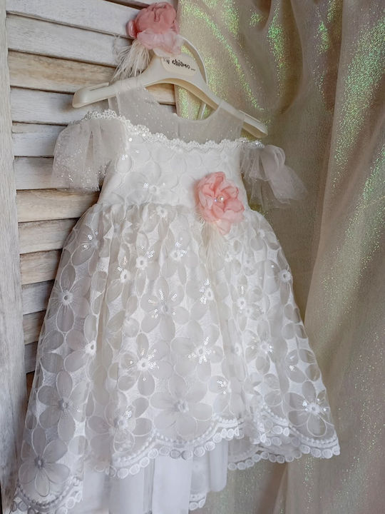 By Anastasia's Art Creations Бял Кръщелна Рокля от Дантела