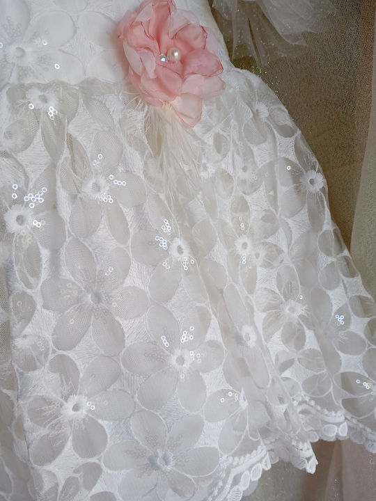 By Anastasia's Art Creations Бял Кръщелна Рокля от Дантела