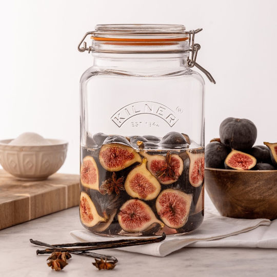 KIlner Βάζο για Δημητριακών / Καφέ / Γενικής Χρήσης με Αεροστεγές Καπάκι Γυάλινο Διάφανο 16x14.2x23.5cm