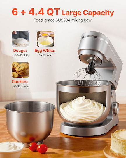 Vevor Stand Mixer 1500W with Stainless Mixing Bowl 7lt