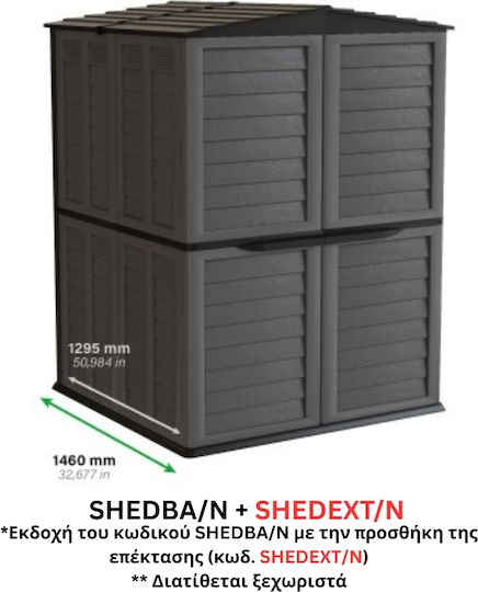 Plastic Garden Shed Black L1.51xW0.83xH2m