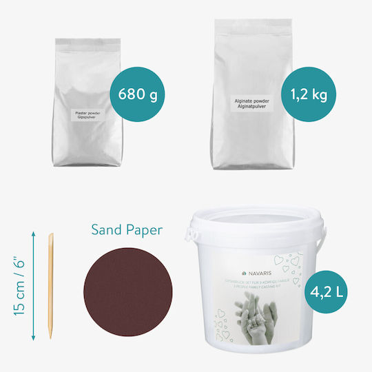 Navaris Kit De Turnare 3d Pentru Familie Găleată 4.2l 680g Alginați + 1200g Ipsos Alginați Multicolori Ipsos