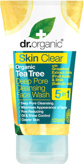 Dr.Organic Skin Clear Organic Tea Tree Deep Gel Καθαρισμού Προσώπου για Ακνεϊκές Επιδερμίδες 125ml