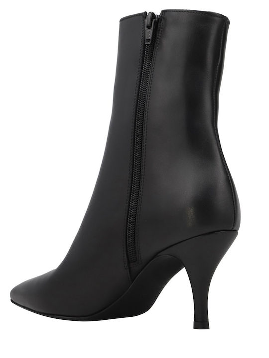 Leder Stiefeletten Damen Schwarz