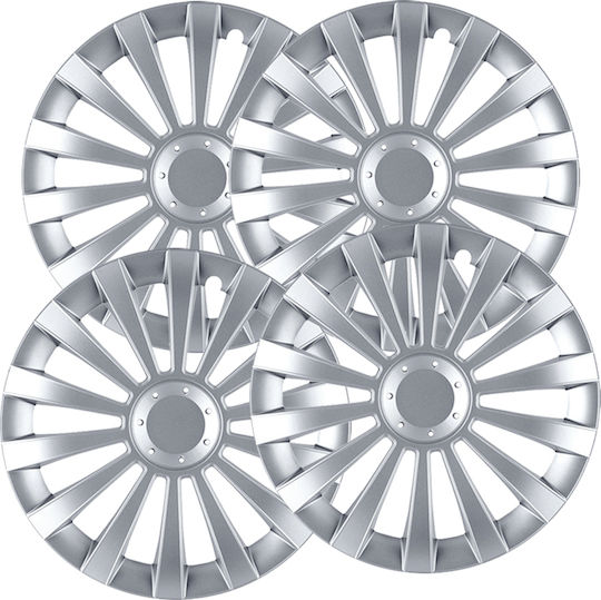 Jestic Car Hubcap Set Meridian 15" 4pcs Silver