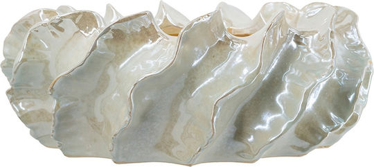 Artekko Ceramic Vase Glazed Beige Φ40xH40cm