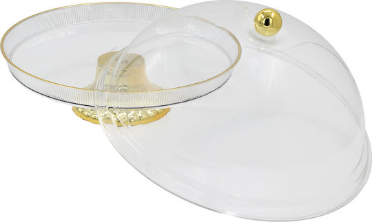 Keskor Τουρτιέρα Πλαστική με Καπάκι Χρυσή 32x32x22εκ.